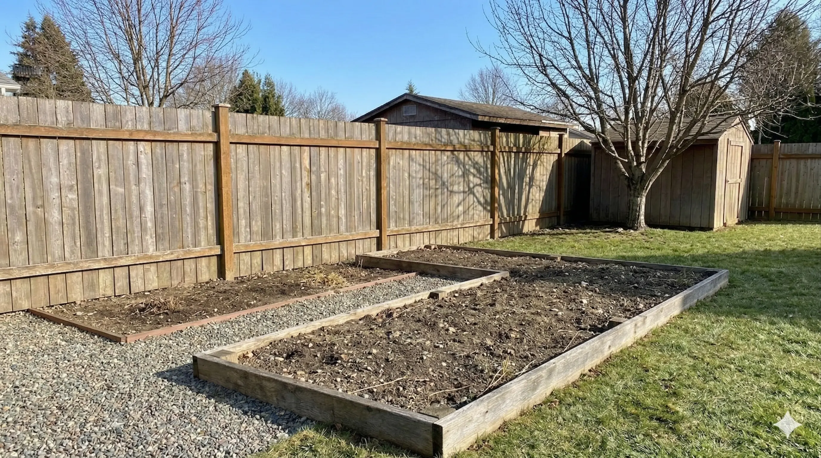 Yard before a flowerbed refresh