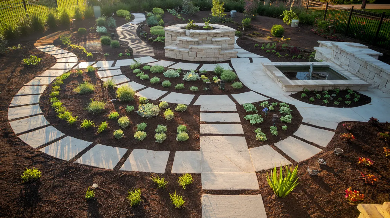 Garden pathway and layered planting design