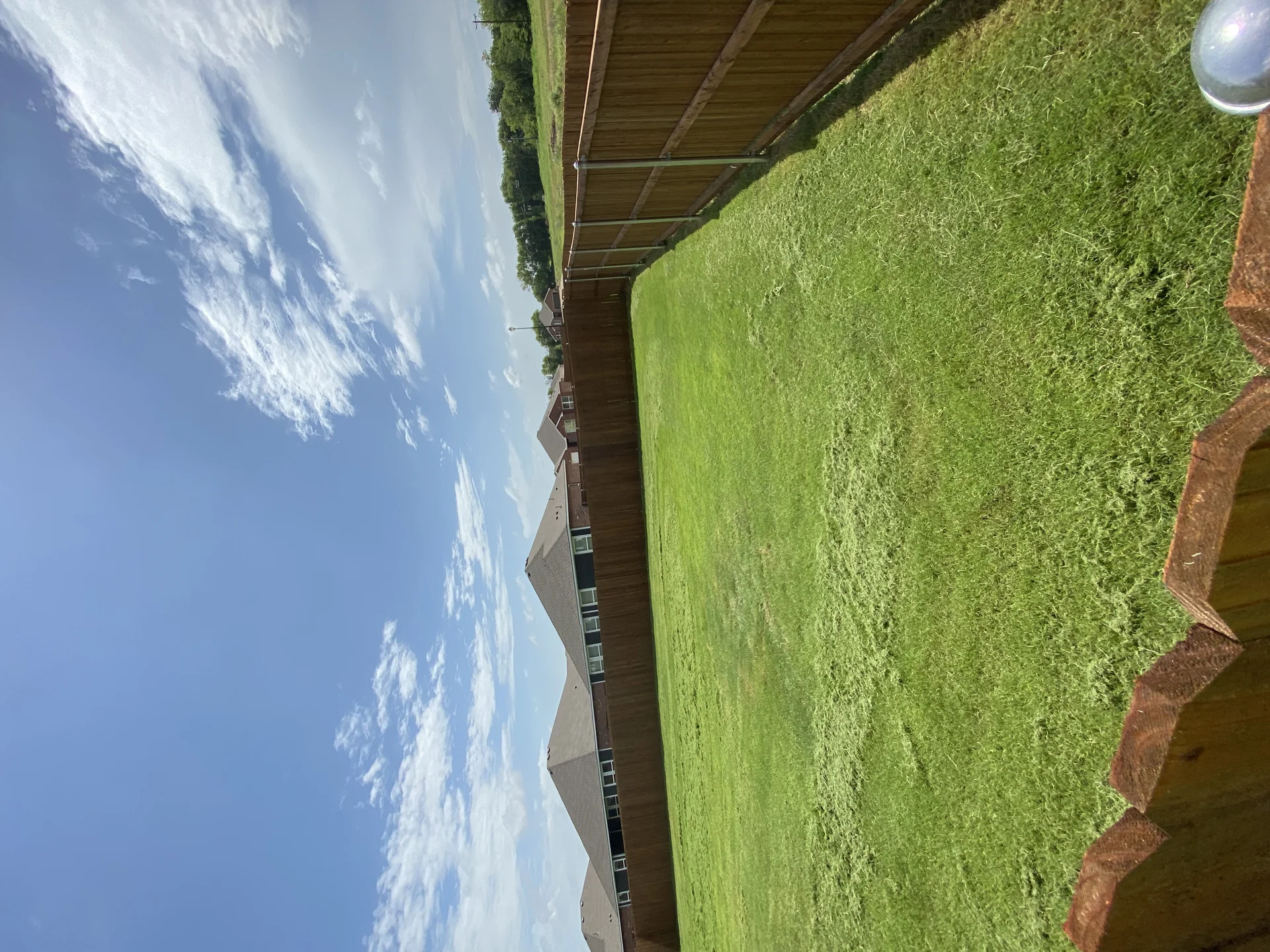 Close view of thick, well-rooted warm-season turfgrass lawn along brick border
